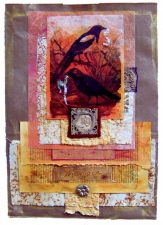 Mixed Media Collage with Golden Paints, Lutradur & Transfer