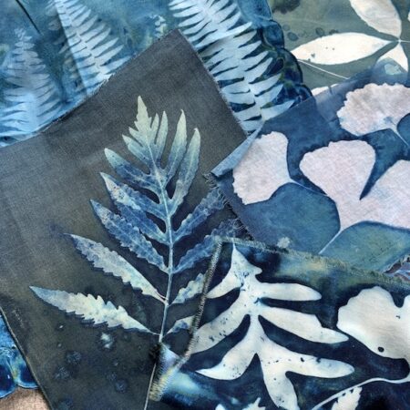 Cyanotype fabric class by Lesley Riley
